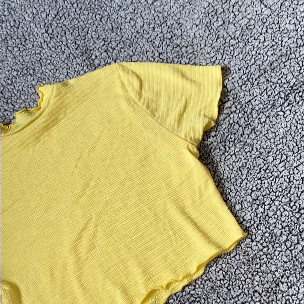 Shinestar Yellow Ruffled Crop Tee Short Sleeve - Picture 8 of 9